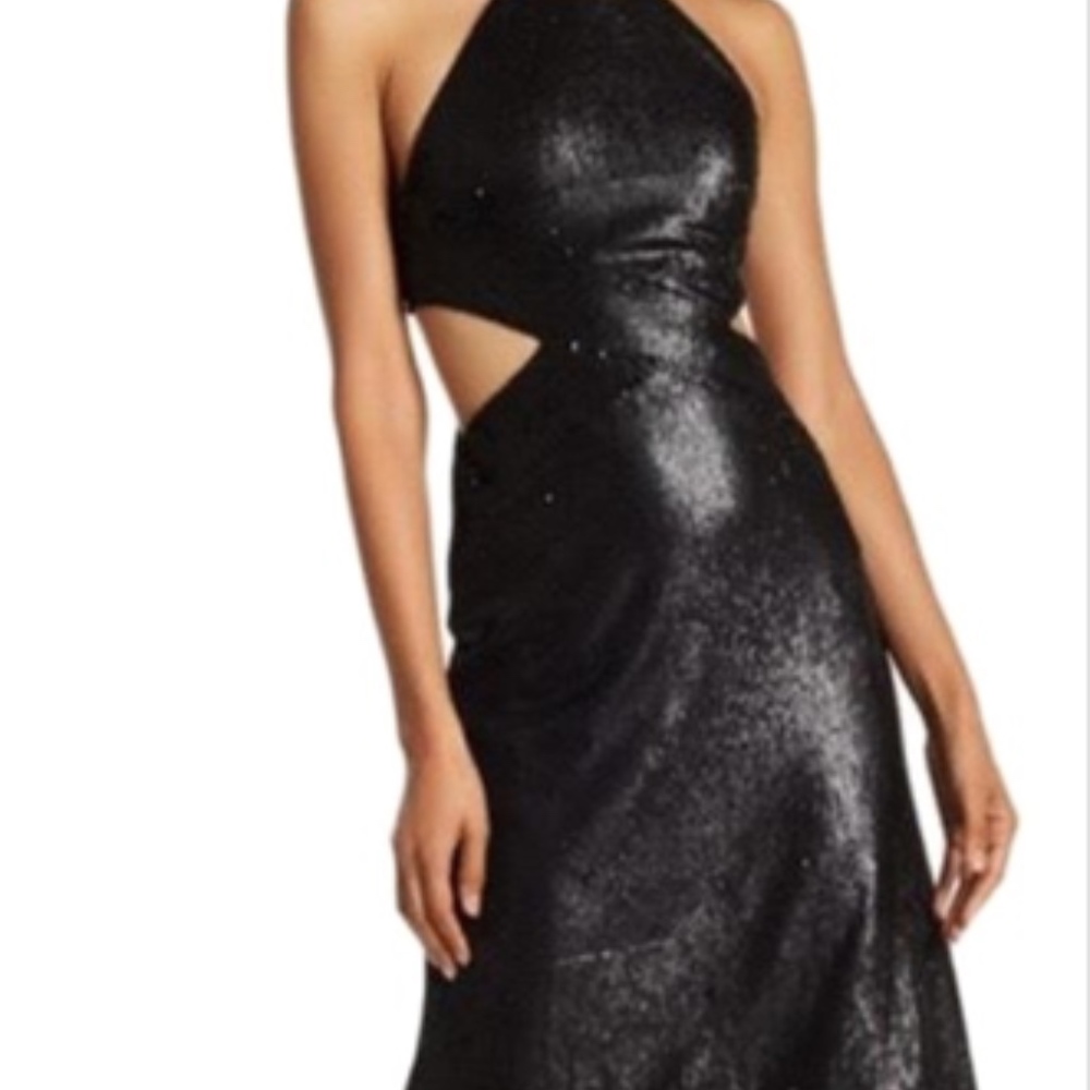 Halston Heritage Black Sequin Cut Out dress Size 4